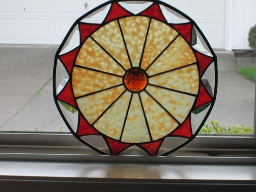 Custom Made Custom Round Stained Glass Panel-Bevels-Jewel