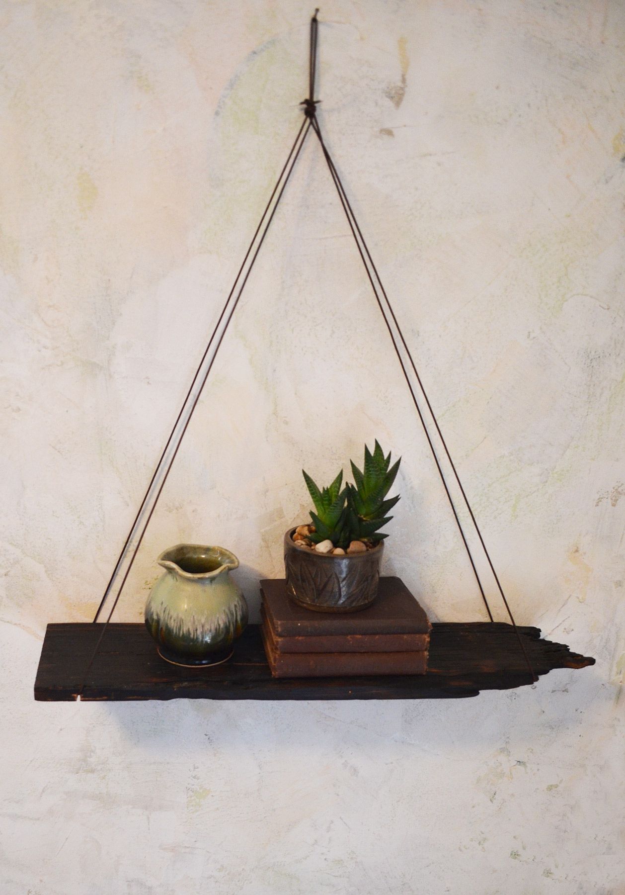Buy Custom Rustic Wood Hanging Shelf, made to order from Abodeacious