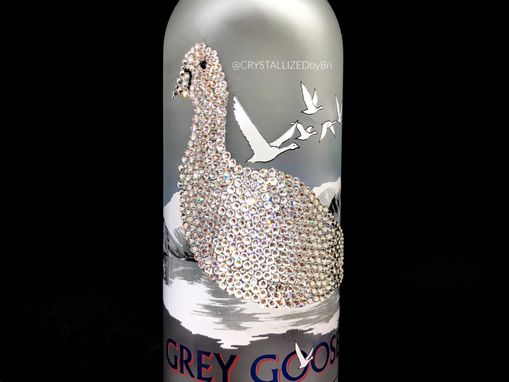 Custom Made Crystallized Empty Grey Goose Liquor Bottle Alcohol Bling Genuine European Crystals Bedazzled