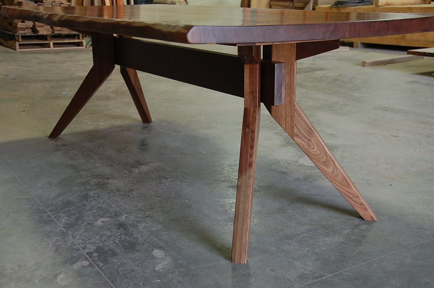 Hand Crafted Live Edge Slab Dining Table With Modern Trestle Base by ...