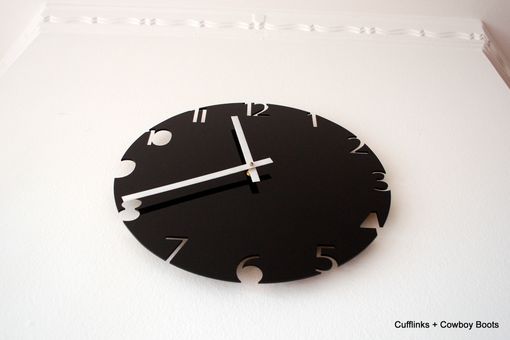 Custom Made Home Wall Decor - Wall Clock: Black Acrylic Inverse Naked Clock