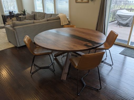 Custom Made Custom Modern Round Walnut Dining Table