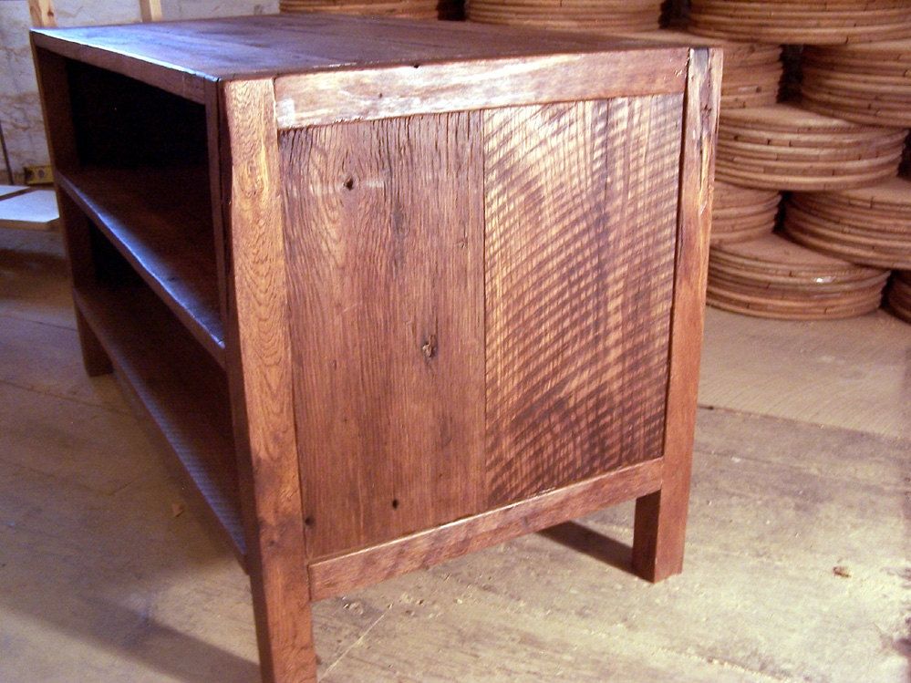 Buy Hand Made Solid Oak Rustic Media Console, made to order from The