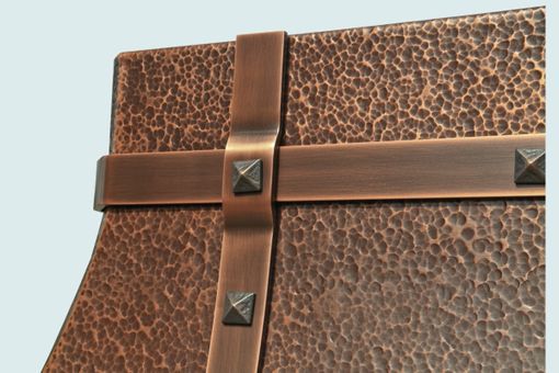 Custom Made Copper Range Hood With Hammering & Straps