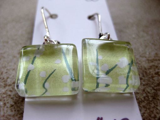 Custom Made Square Glass And Chiyogami Earrings