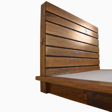 Custom Made Modern Slatted Platform Bed With Steel Highlights