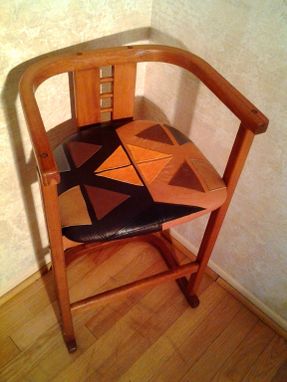 Custom Made Mid-Century Modern Tribal Leather Chair