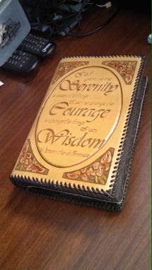 Custom Made Leather Aa Big Book Cover With Serenity Prayer And Lillies