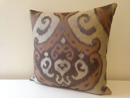 Custom Made One Of A Kind, Golden Brown Decorative Pillow, Handmade With Designer Fabrics