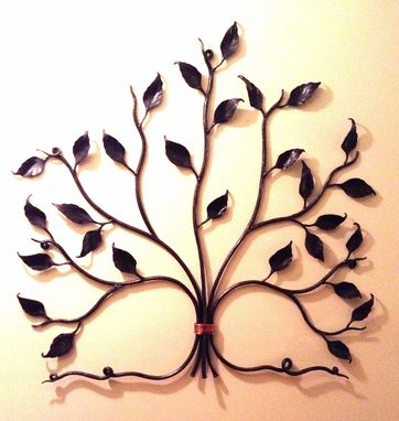 Custom Made Forged Steel And Copper Tree Wall Sculpture