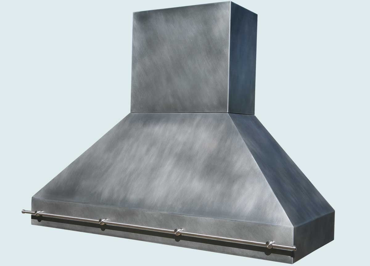 Hand Crafted Zinc Range Hood With Stainless Pot Rail by Handcrafted ...