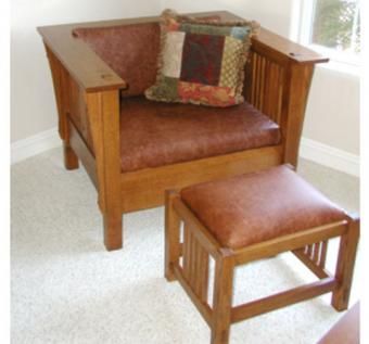 Custom Made Mission Settle & Footstool In Leather