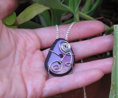 Custom Made Necklace: Silver Spirals On A Purple Tagua Nut