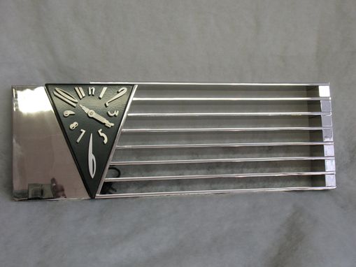 Custom Made Amazing Art Deco Machine Age Monumental Triangle Clock After A Design By Jean Puiforcat