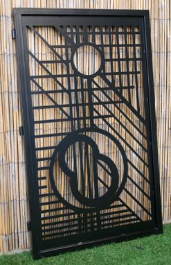 Custom Made Modern Artistic Metal Gate - Mid-Century Modern Design - Flw Design - Geometric Garden Gate
