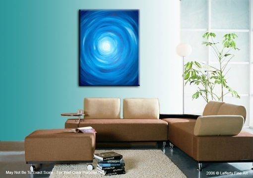 Custom Made Acrylic Abstract Blue Painting, Blue White Raindrops, Original Art By Lafferty - 30x24 Sale 22% Off