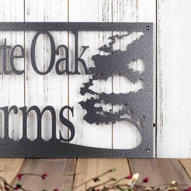 Custom Made Custom Metal Sign With Oak Trees, Family Name Sign, Personalized Sign, Outdoor Sign, Rustic
