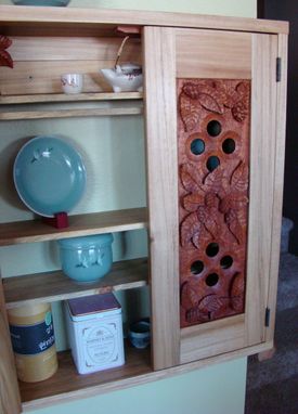 Custom Made Hand Carved Hops Wall Cabinet