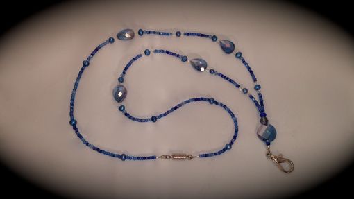 Custom Made Brilliant Blue Beaded Lanyard With Magnetic Clasp