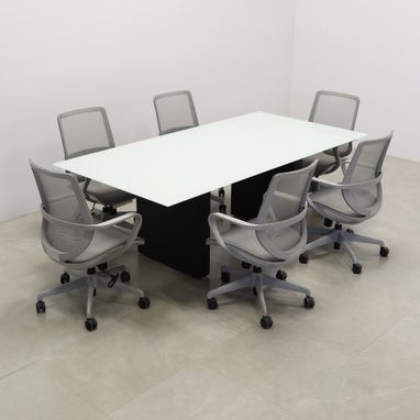 Custom Made Rectangular Shape Custom Conference Table, Tempered Glass Top - Omaha Meeting Table