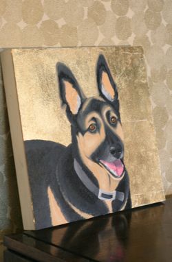 Custom Made Custom Pet Portrait, Gold Leaf, Personalized Pet Memorial Dog Cat Painting,