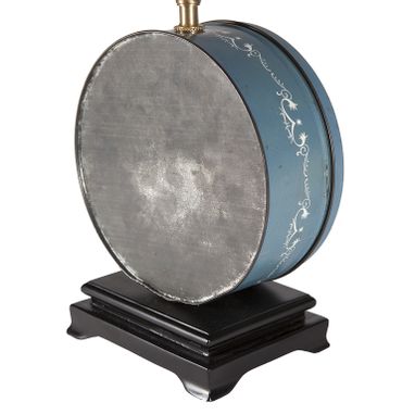 Custom Made Vintage Blue White Round Tin Lamp
