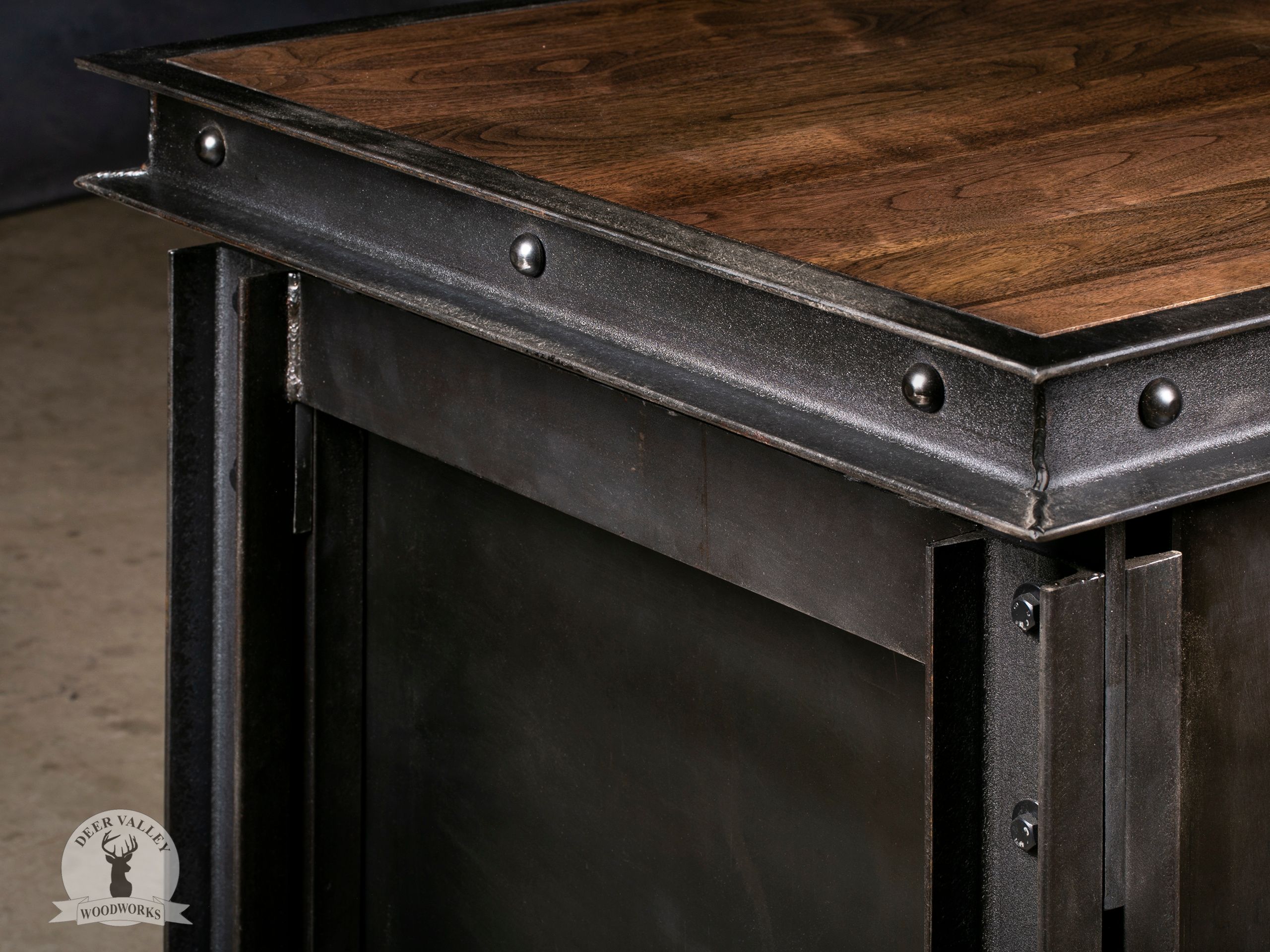 Buy Custom Walnut Industrial Executive Desk, made to order from Deer