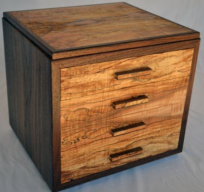 Custom Made Spalted Maple And Walnut Jewelry Box
