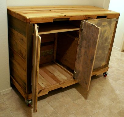 Custom Made Reclaimed Wheeled Bar Cabinet
