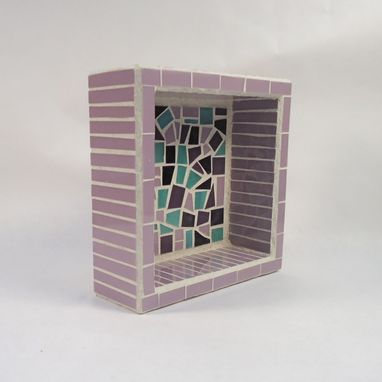 Custom Made Small Purple And Turquoise Mosaic Office Desk Organizer