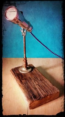 Custom Made Upcycled Reclaimed Wood Vintage Eveready Flashlight Reading Desk Lamp