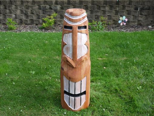 Custom Made Carved Tiki Head Statue