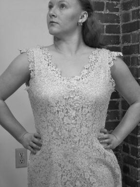 Custom Made Molly - Handmade Alternative Wedding Dress Vintage Antique Crocheted Lace V-Neck Mermaid Gown