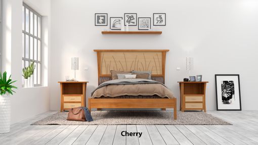Custom Made Bed Frame Queen, Headboard, Platform Bed King, Cherry Wood Posts, Maple Panel, "Prairie Platform"
