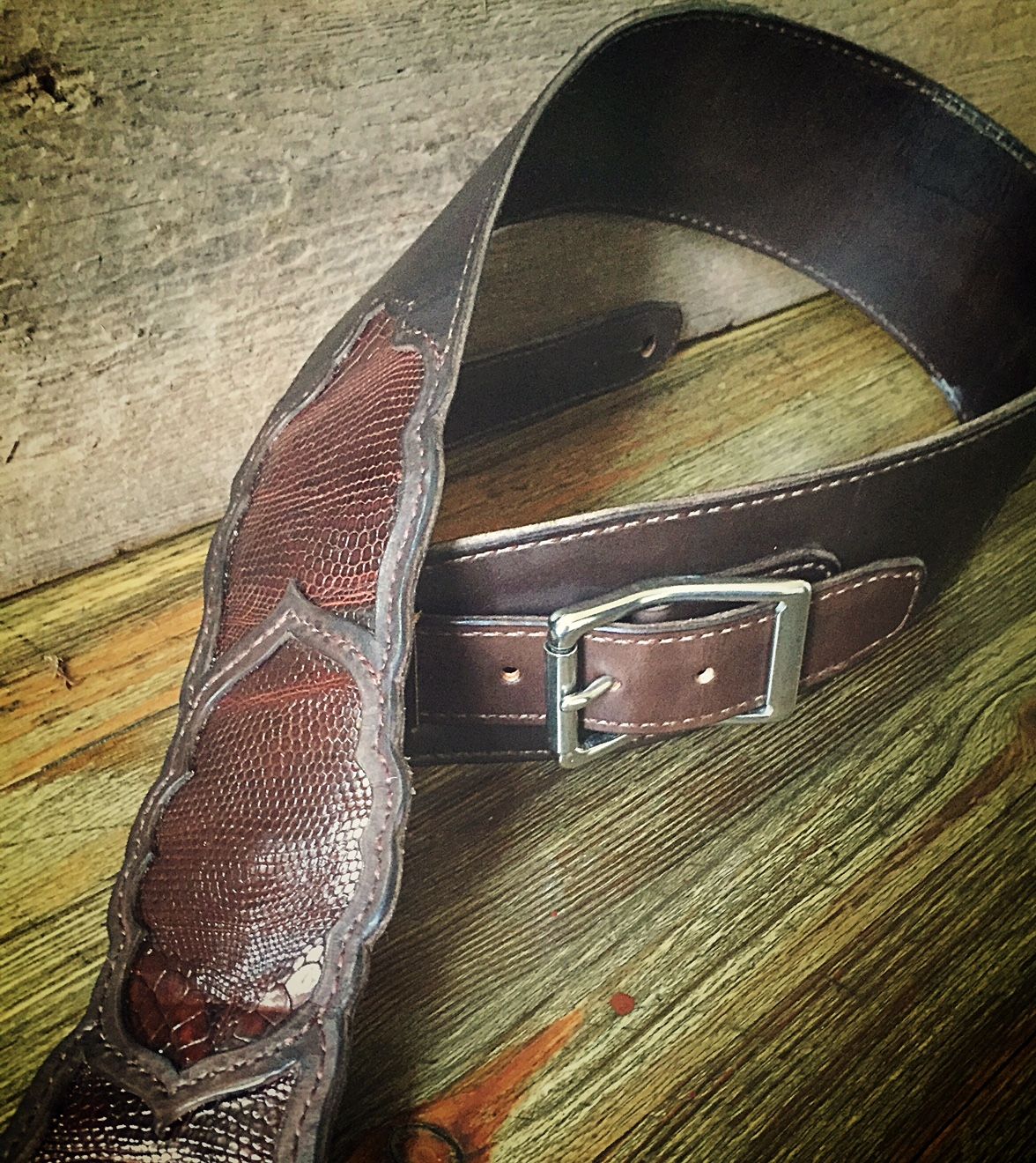 Custom Made Handmade Leather Guitar Strap by Longship Leather