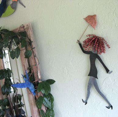 Custom Made Handmade Upcycled Metal Umbrella Gal In Black Wall Art Sculpture