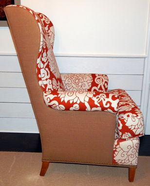Custom Made Orange Blossom Linen Wingback Chair
