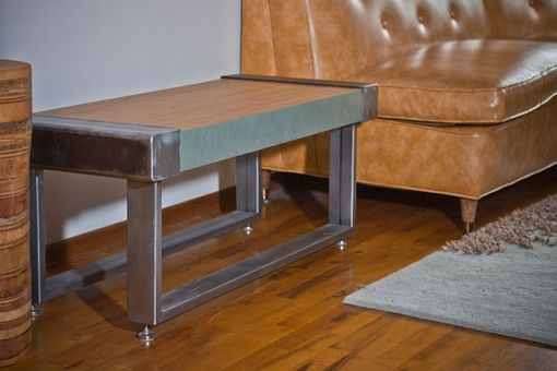 Custom Made Recycled Wood And Metal Bench "Cooper Bench''