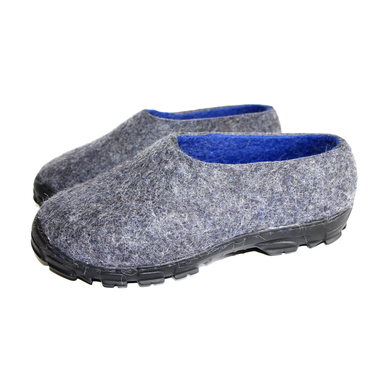 Custom Made Natural Wool Felt Shoes For Men Gray Blue