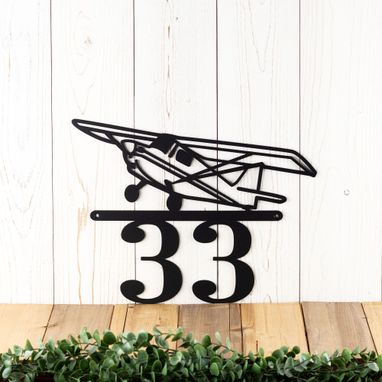Custom Made Airplane House Number Metal Sign, Aviation, Metal Wall Art, Pilot Gift, Address Sign, Address Plaque