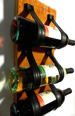 Custom Made Wine Rack, Wall Mounted Upcycled. Made From  Recycled Reclaimed Wood, Bike Tire Tubes