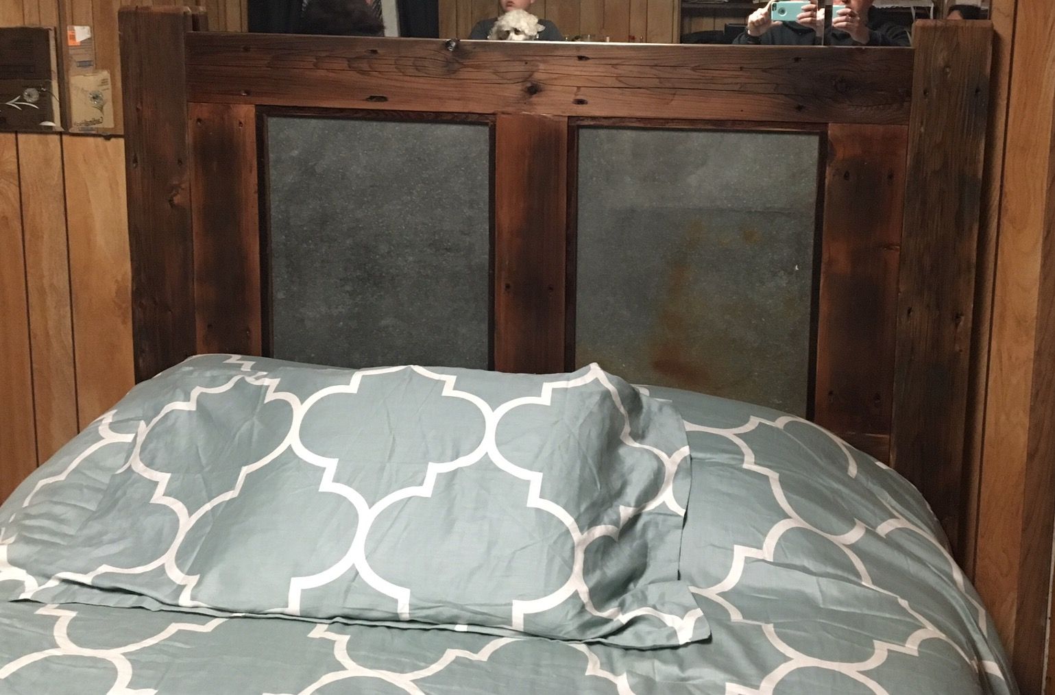 Hand Crafted Rustic Barnwood And Metal Headboard by M.Karl, LLC