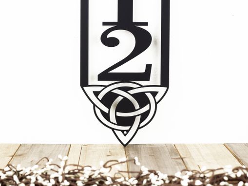 Custom Made Vertical Metal House Number Sign, Celtic Knot