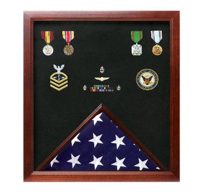 Custom Made Military Flag And Medal Display Case - Shadow Box