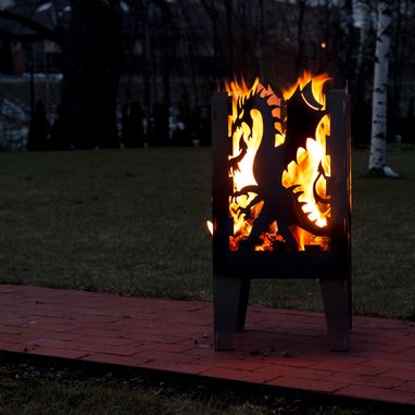 Custom Made Dragon Solid Steel Wood Burning Fire Pit