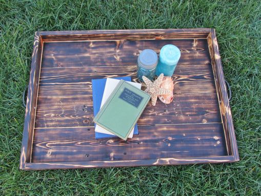 Custom Made Wood Ottoman Tray Made From Reclaimed Pallet Wood Serving Tray