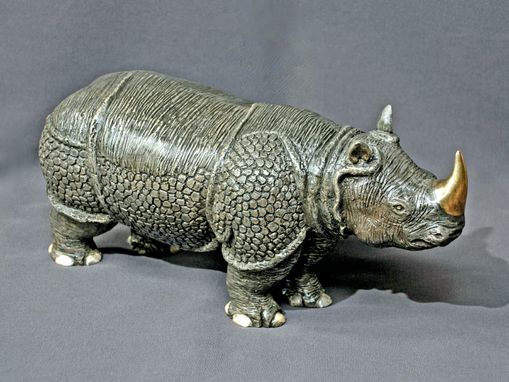 Custom Made Bronze Rhinoceros "Indian Rhinoceros" Asian Rhino Figurine Statue Sculpture Limited Edition Signed
