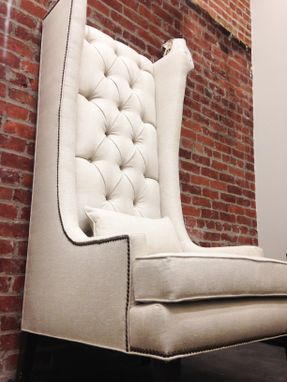 Custom Made Attilio Tufted Linen Wingback Chair