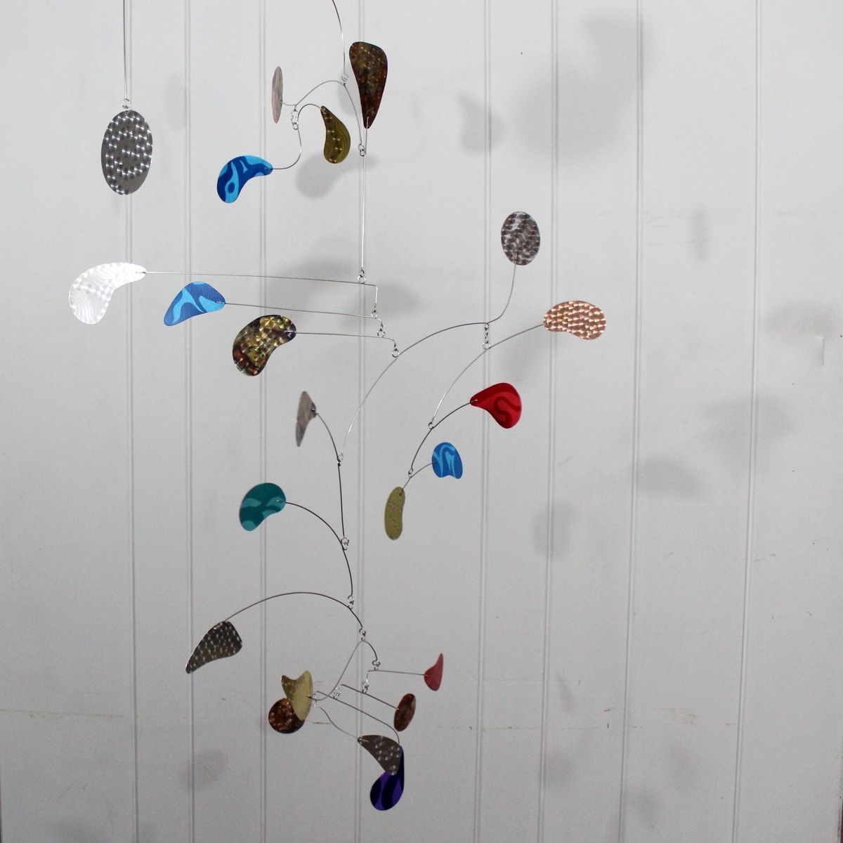 Hand Crafted Large Mobile Sculpture Featuring Hand Painted And Multi