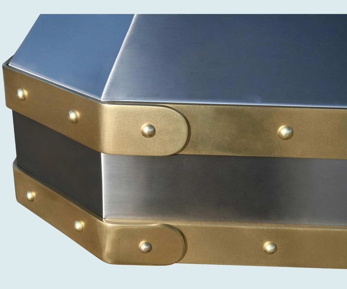 Hand Crafted Stainless Range Hood Brass Straps & Rivets by Handcrafted
